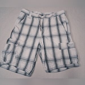 Wrangler Men's Plaid Cargo Shorts - Black and White